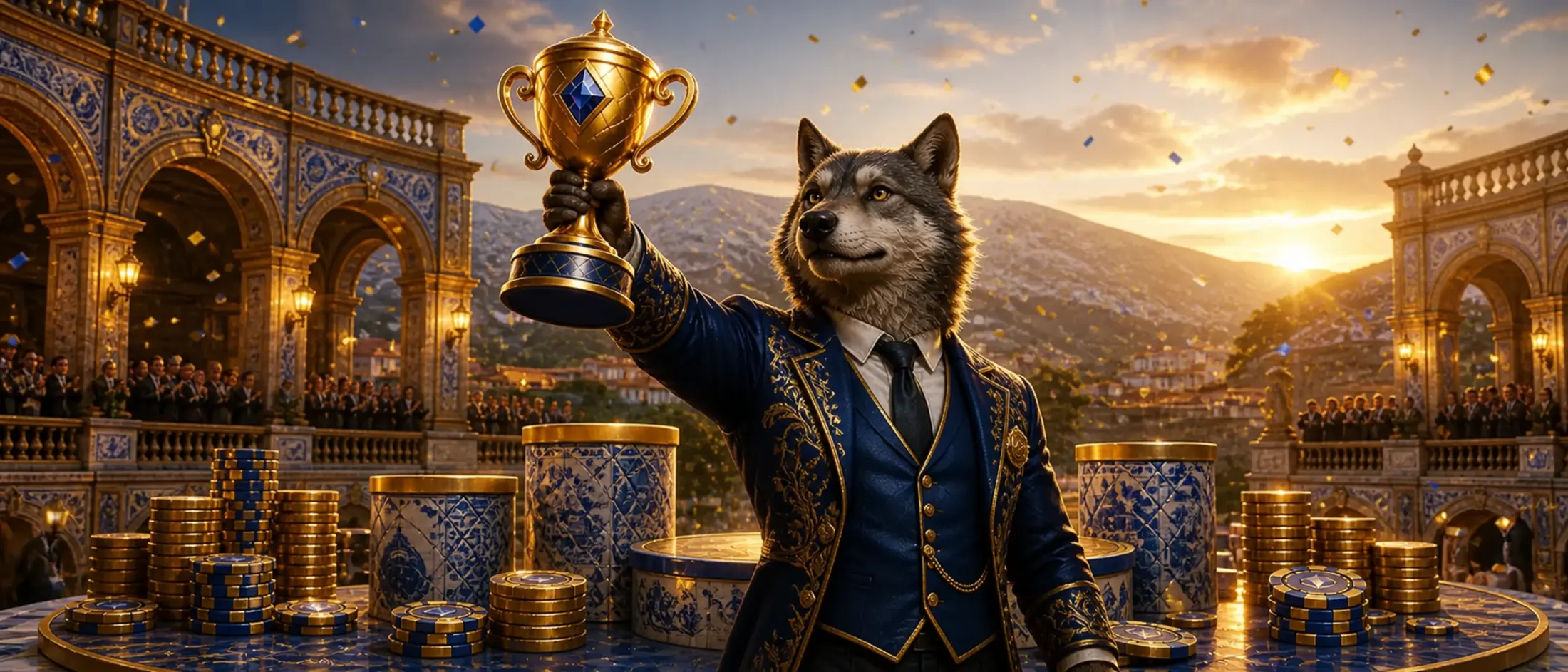 Torneios com mascote lobo-ibérico e troféu